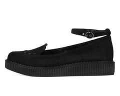 T.U.K. Shoes A3418L Black Pointed Interlace Ballet Strap Creeper