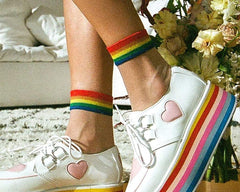 T.U.K. Shoes TSK1041 White Sheer Rainbow Sock TSK1041-OS