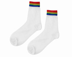 T.U.K. Shoes TSK1041 White Sheer Rainbow Sock TSK1041-OS