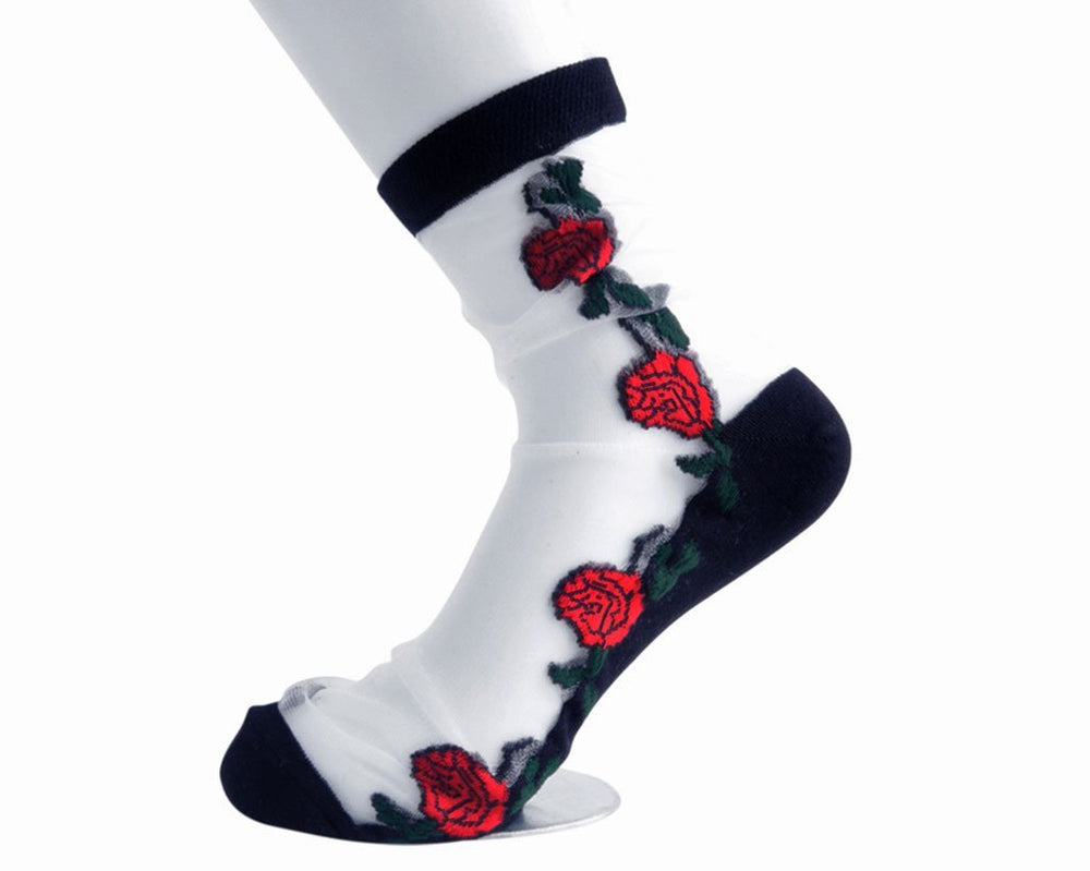T.U.K. Shoes TSK1001 Red Rose Sheer Sock TSK1001-OS