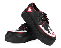 T.U.K. Shoes V3257 Black & Red Scallop Heart Viva Mondo Creeper
