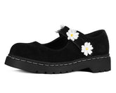 T.U.K. Shoes Black Suede Flower Mary Jane