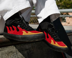 T.U.K. Shoes A3349 Black & Red Suede Flame Creeper Sneaker