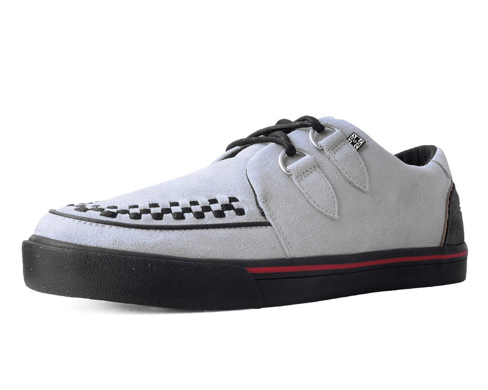 T.U.K. Shoes A3048 Grey Suede & Red Trim Interlace Sneaker