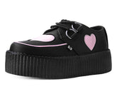 T.U.K. Shoes V3026 Black & Pink Heart TUKskin™ Viva Mondo Creeper