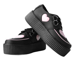 T.U.K. Shoes V3026 Black & Pink Heart TUKskin™ Viva Mondo Creeper
