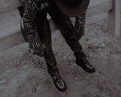 T.U.K. Shoes V3287 Black TUKskin Western Buckle Viva Mondo Creeper