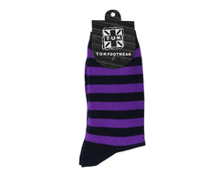 T.U.K. Shoes TSK1192 Black & Purple T.U.K. Men's Stripe Sock TSK1192-OS