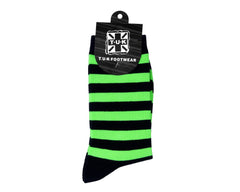 T.U.K. Shoes TSK1190 Black & Green T.U.K. Men's Stripe Sock TSK1190-OS