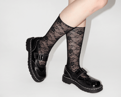 T.U.K. Shoes TSK1167 Black Floral Mesh Sock TSK1167-OS