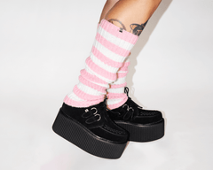 T.U.K. Shoes TSK1160 Pink & White Stripe Knit Leg Warmer TSK1160-OS