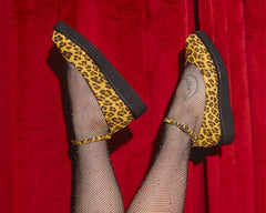 T.U.K. Shoes A9987L Mustard Leopard Pointed Ballet Creeper