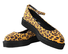 T.U.K. Shoes A9987L Mustard Leopard Pointed Ballet Creeper