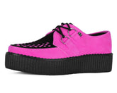 T.U.K. Shoes V3390 Neon Pink & Black Suede Viva Mondo Creeper