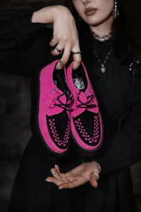 T.U.K. Shoes V3390 Neon Pink & Black Suede Viva Mondo Creeper