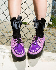 T.U.K. Shoes V3360 Pink & Purple Leather Viva Mondo Creeper