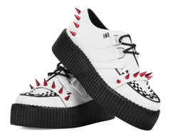T.U.K. Shoes V3342 White Leather Spike Viva Mondo Creeper
