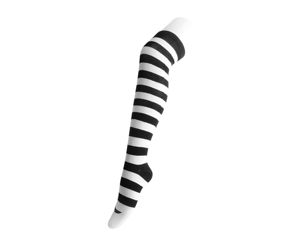 T.U.K. Shoes TSK1143 Black & White Striped Thigh High Sock TSK1143-OS