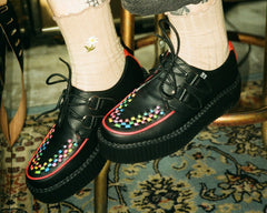 T.U.K. Shoes V3302 Black TUKskin Rainbow Interlace Viva Mondo Creeper