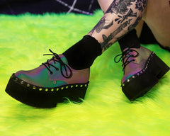 T.U.K. Shoes A3297 Midnight Chameleon Dino Flat Platform