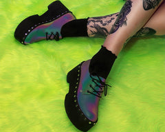 T.U.K. Shoes A3297 Midnight Chameleon Dino Flat Platform