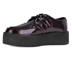 T.U.K. Shoes V3246 Burgundy Crinkle Patent Viva Mondo Creeper