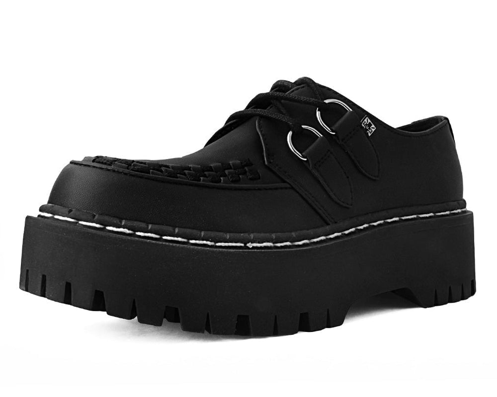 T.U.K. Shoes A3050 Black TUKskin™ Interlace Double Decker Creeper