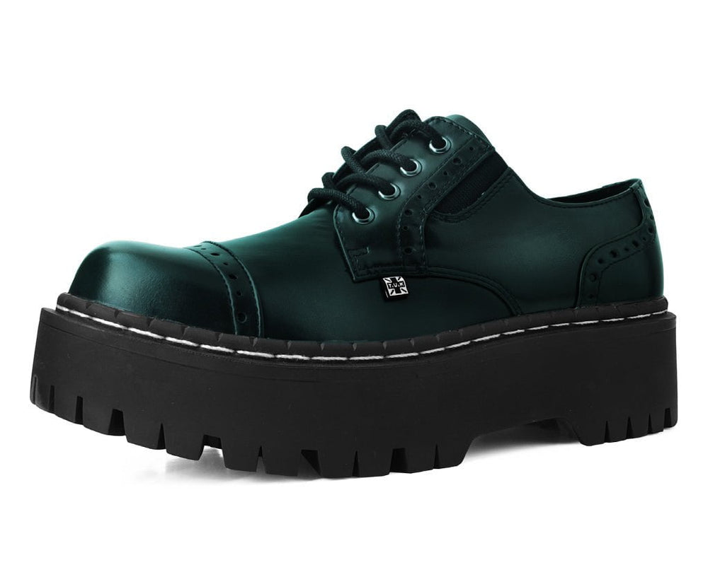 T.U.K. Shoes A3193L Green Rub-Off Double Decker Brogue