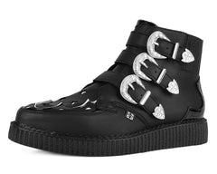 T.U.K. Shoes A3286 Black TUKskin Western Star 3-Buckle Pointed Boot