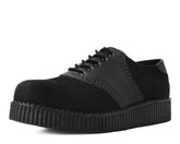 T.U.K. Shoes F9837 Black Faux Suede & TUKskin™ Saddle Oxford