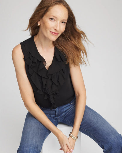 Chico's Satin Ruffle Tank