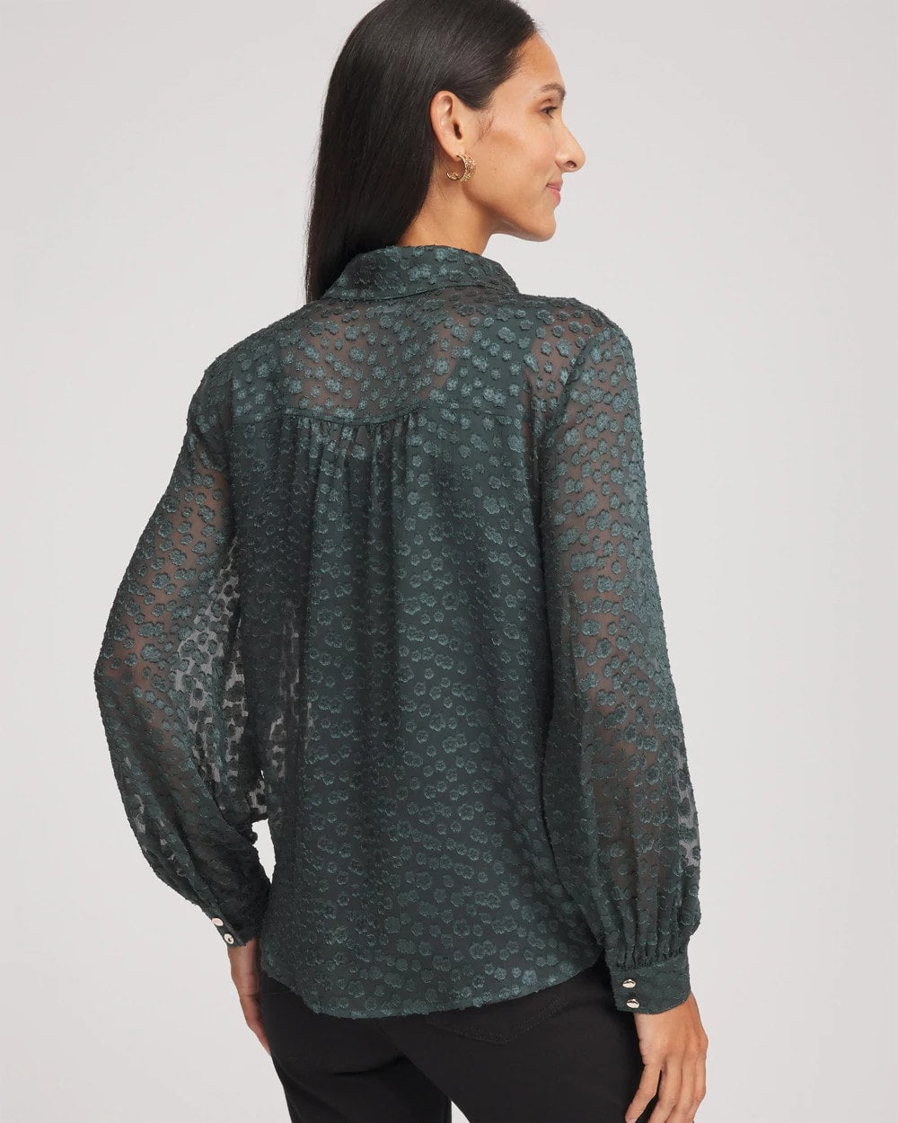 Chico's Clip-Dot Billow-Sleeve Blouse