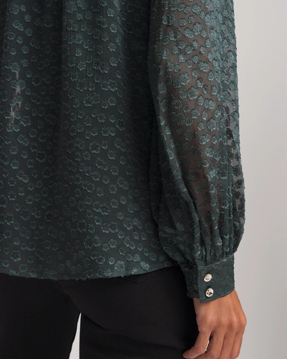 Chico's Clip-Dot Billow-Sleeve Blouse