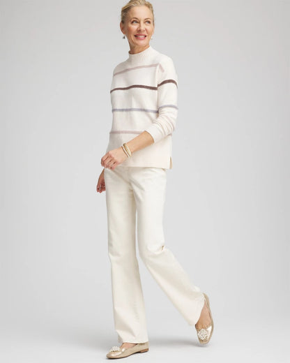 Chico's Sequined Stripe Pullover Sweater