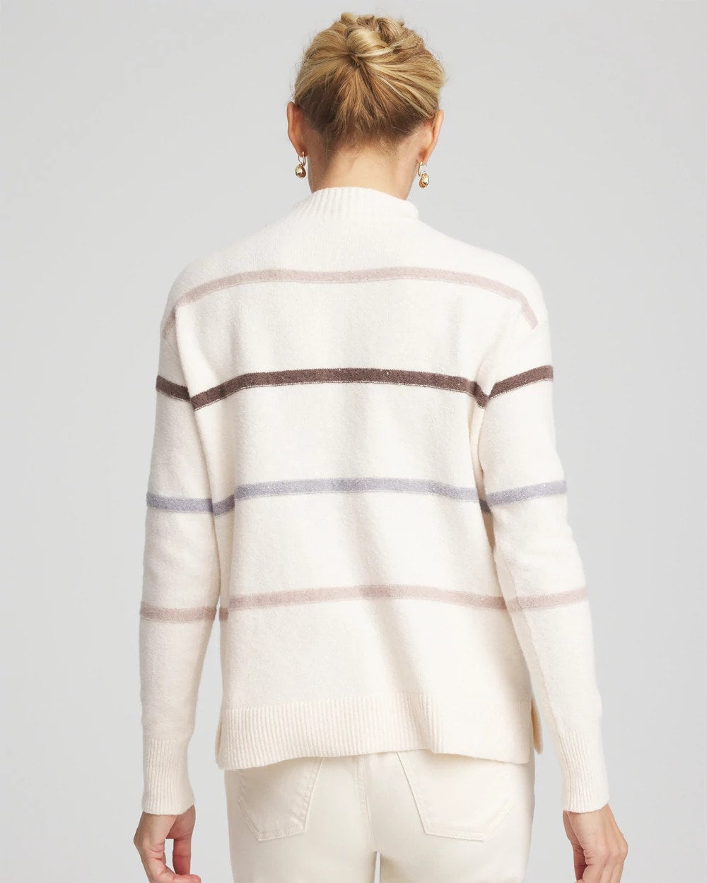 Chico's Sequined Stripe Pullover Sweater