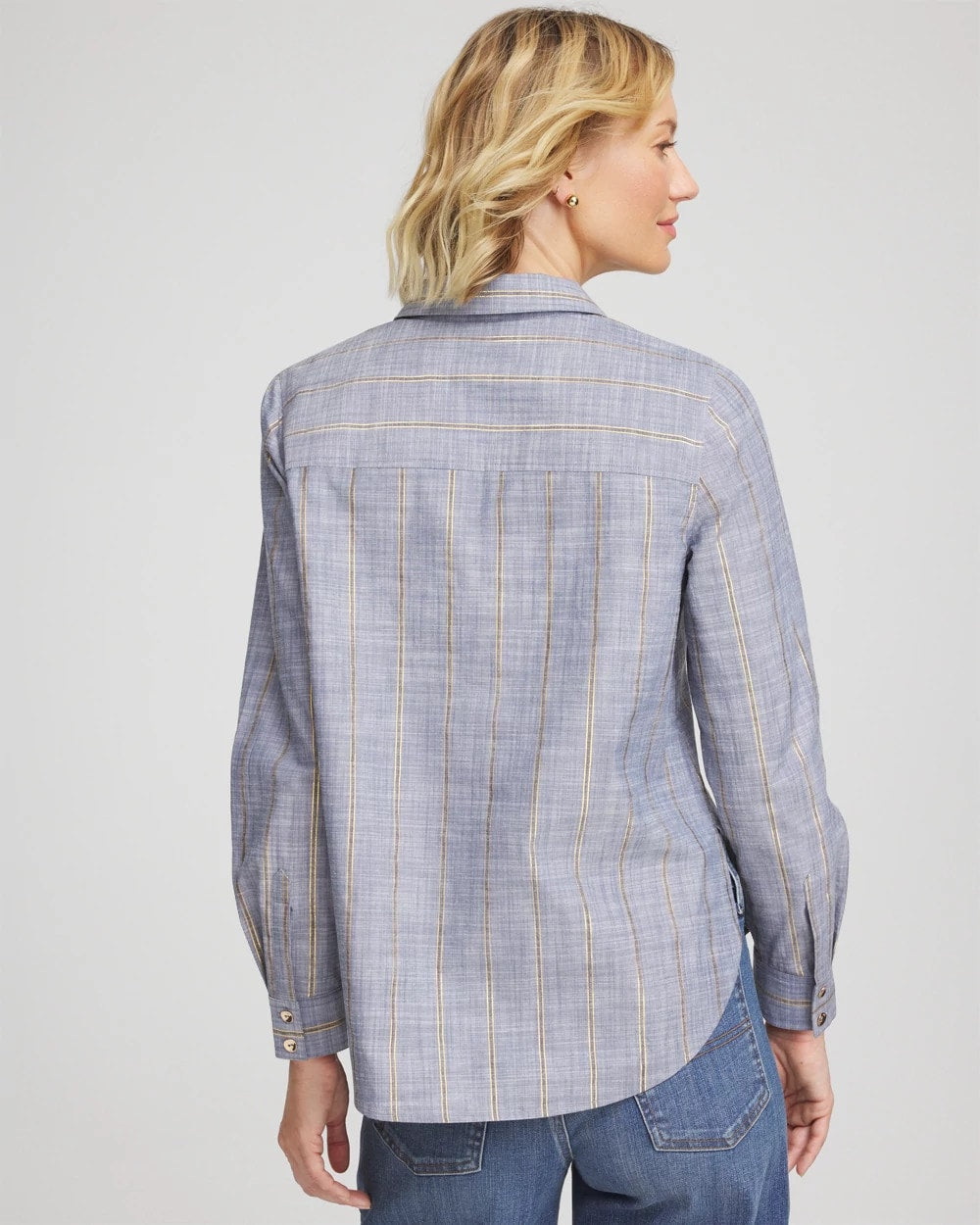 Chico's Striped Soft Denim Popover