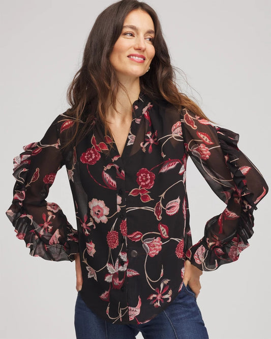 Chico's Georgette Celtic Blooms Blouse