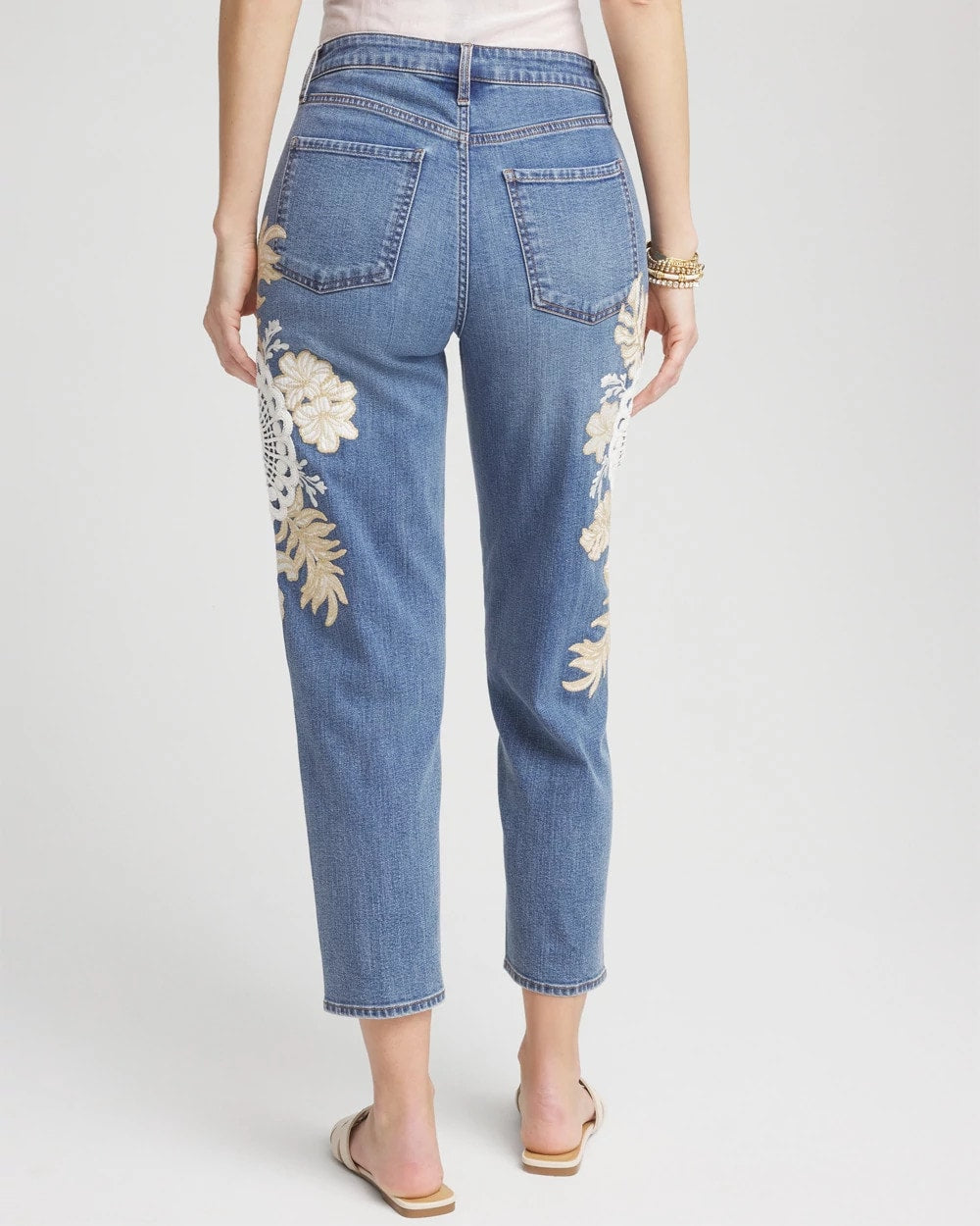Chico's Embellished Tapered Cropped Jean