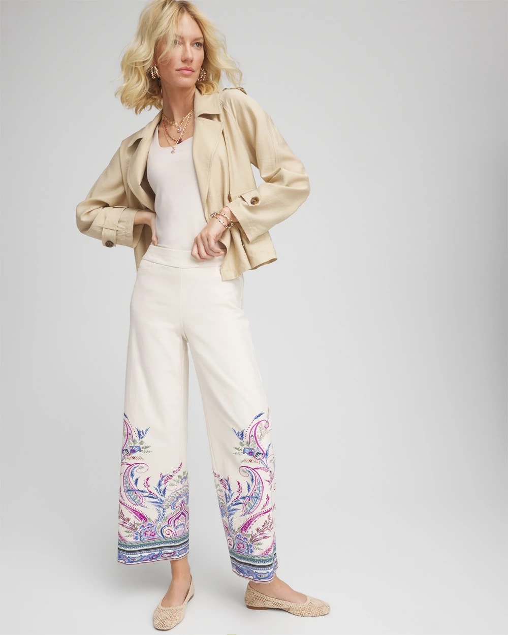 Chico's Brigitte™ Paisley Wide-Leg Cropped Pants