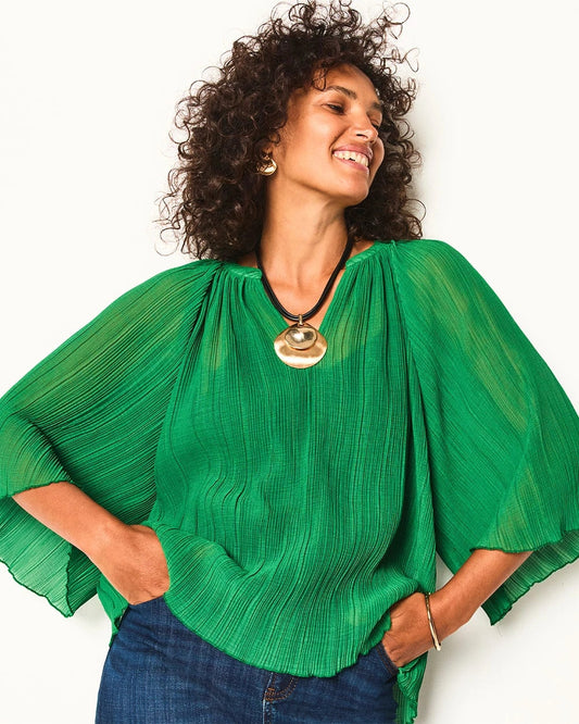 Chico's Textured Pleated Chiffon Blouse