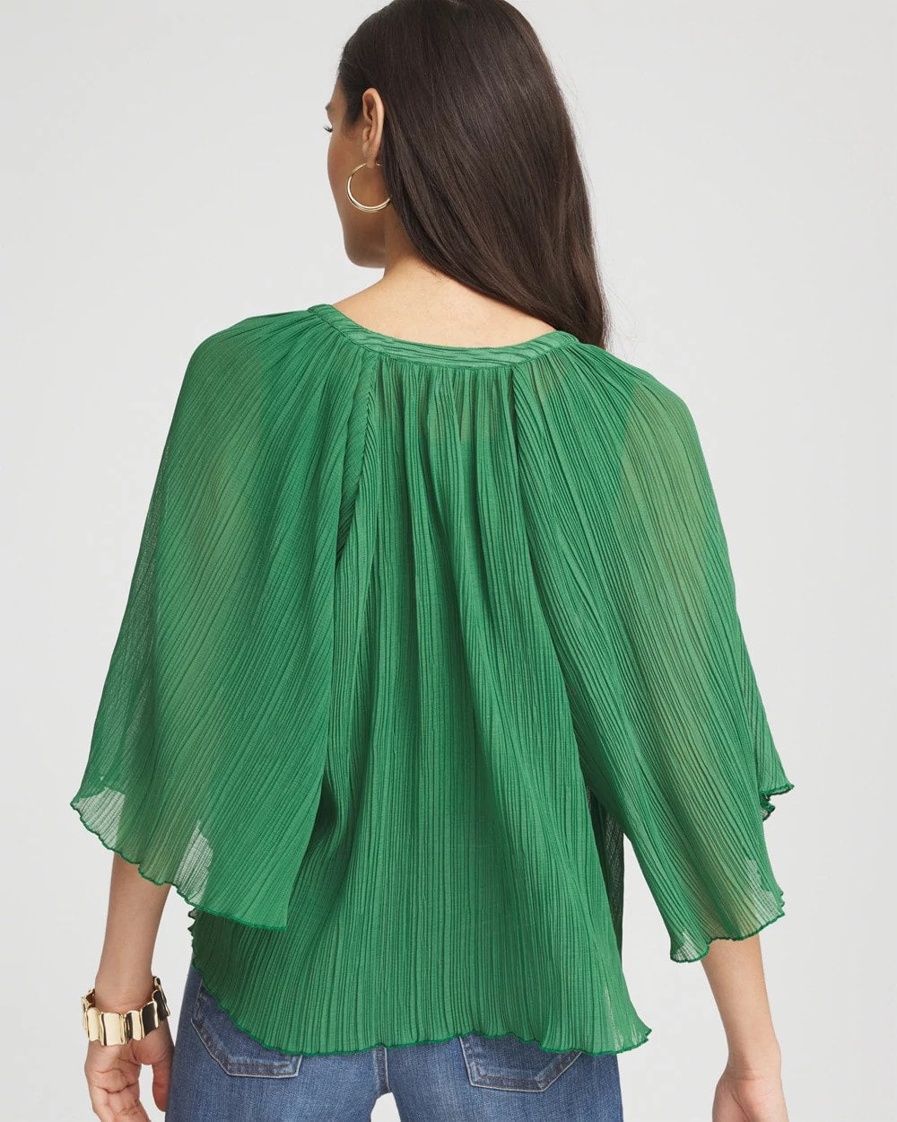 Chico's Textured Pleated Chiffon Blouse