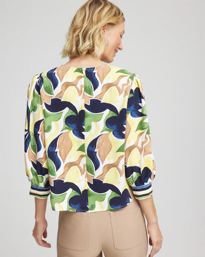 Chico's Mod Blooms Matte Satin Pullover