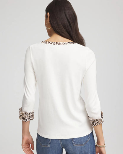 Chico's Pima Jewel Neck Contrast Tee