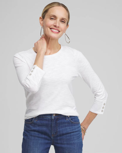 Chico's 3/4 Sleeve Button Tee