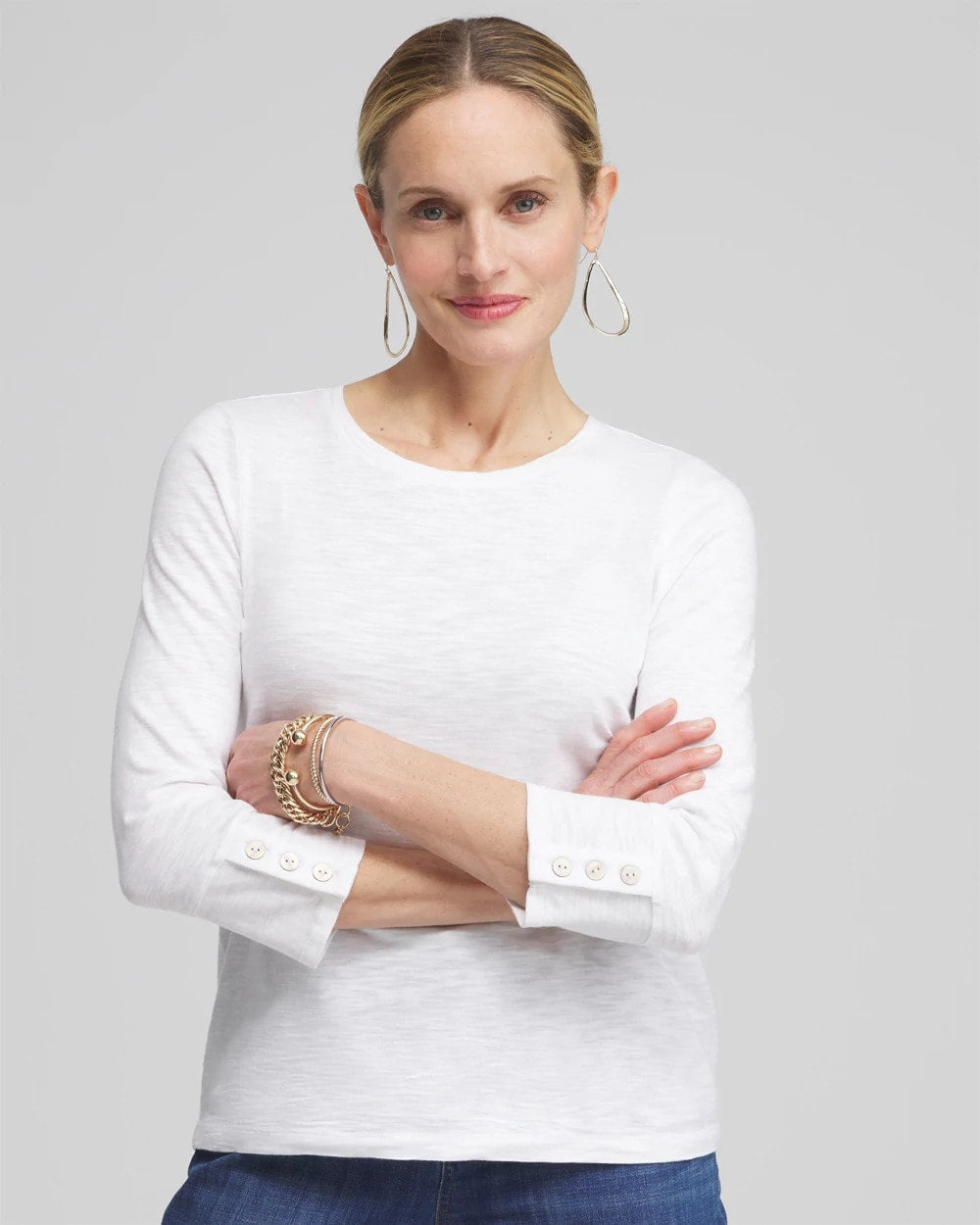 Chico's 3/4 Sleeve Button Tee