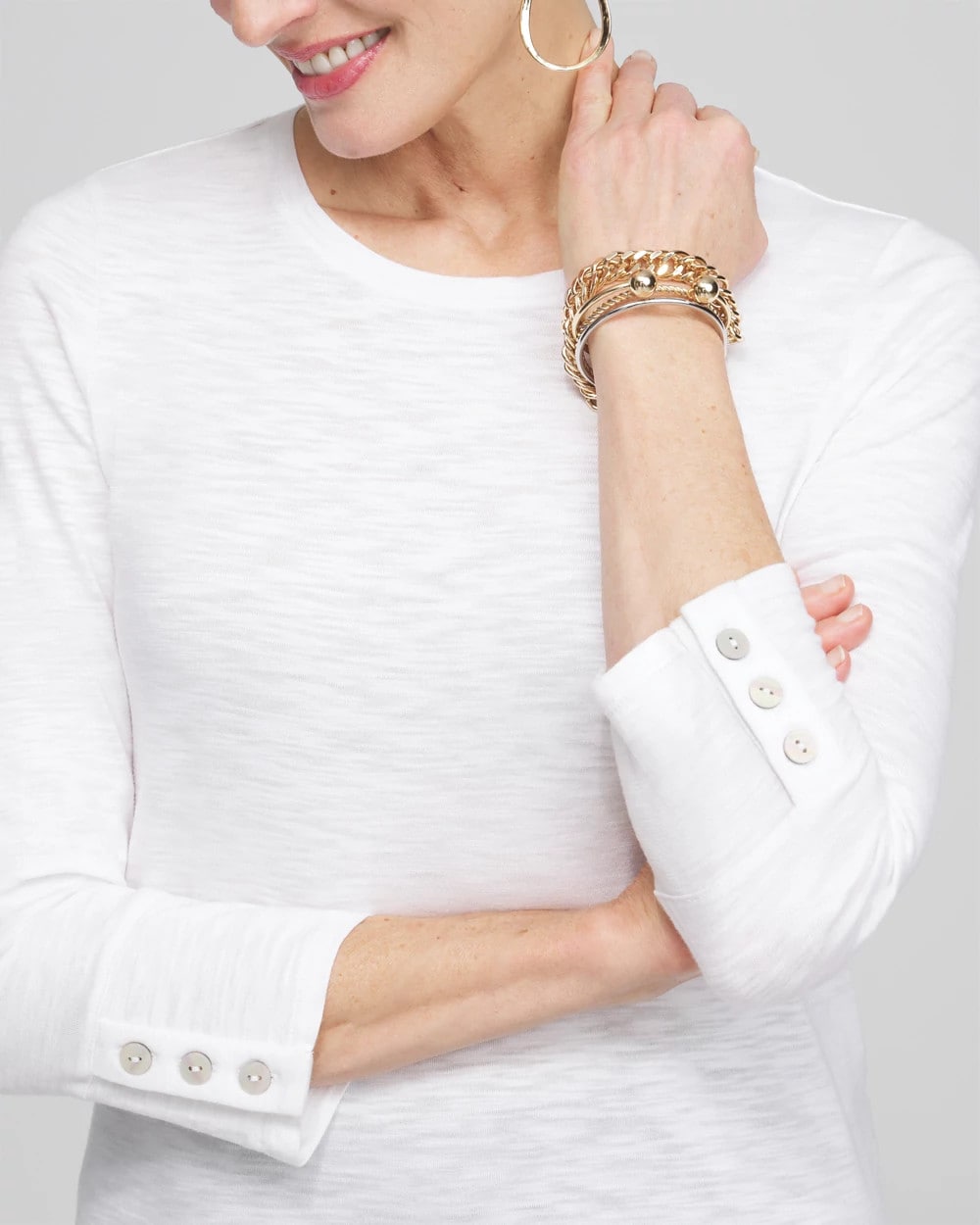 Chico's 3/4 Sleeve Button Tee