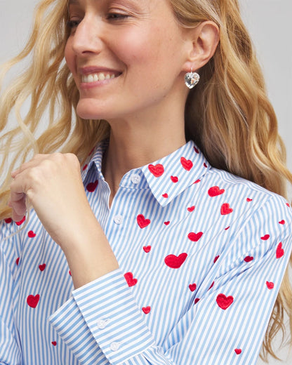 Chico's V-Day Striped Poplin Shirt
