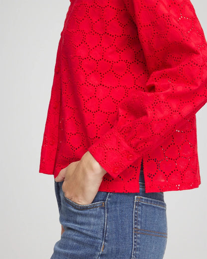 Chico's Heart Eyelet Button Down Shirt