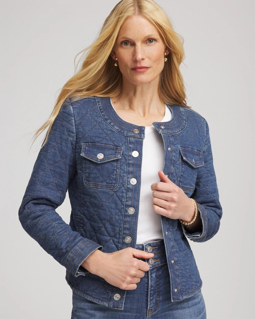 Chico's Quilted Denim Jacket