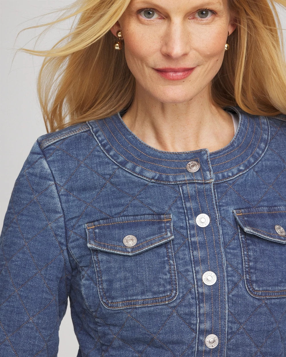 Chico's Quilted Denim Jacket